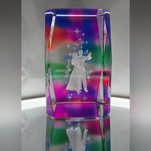 Colorful Art Glass Sculpture with Dancing Couple